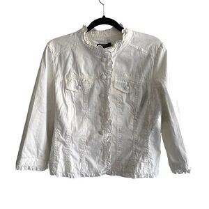 SANDRO Cotton Button Front Jacket White L